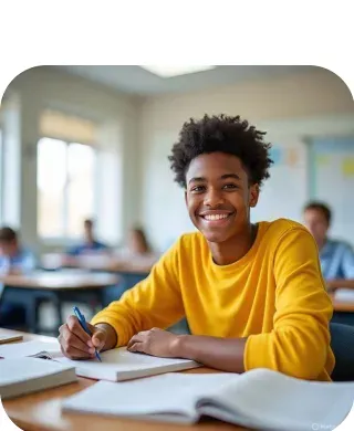 Student taking notes in class
